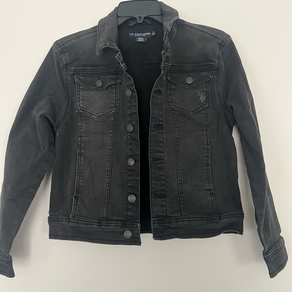 Children's U.S Polo Assn Black Denim Jacket Large 10-12